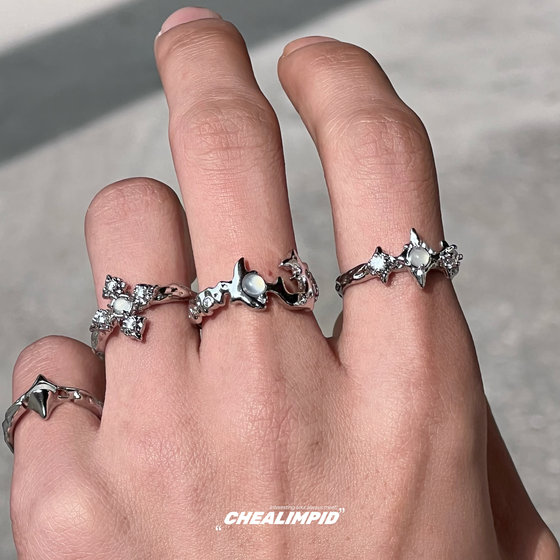 chealimpid/. regular moonstone 크로스 오프닝 링 힙합 힙합 틈새 디자인 거리 남자와 여자 chealimpid/. regular moonstone 크로스 오프닝 링 힙합 힙합 틈새 디자인 거리 남자와 여자