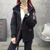 Emergency clothes womens Tide brand Korea three-in-one detachable outdoor autumn and winter soft shell plus velvet thickened mens waterproof ski suit