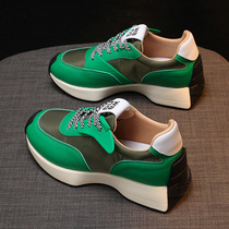 Waffle Agan Daddy Shoes Womens 2021 New Autumn Shoes European thick bottom leather sports muffin Autumn Winter Board Shoes