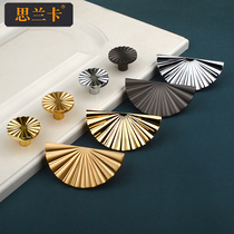 Golden light lavish cabinet handle Chinese style ancient bronze black Nordic simple sector semi-circle bath room cabinet single-hole handle