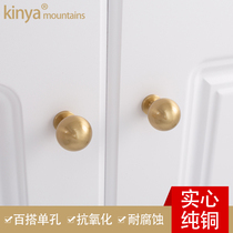 New Chinese style pure copper handle Modern drawer furniture Solid wood simple solid button Nordic door golden brass handle