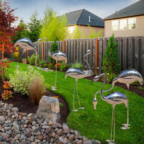 Outdoor large metal abstract sculpture ornaments Hotel club sales office courtyard Stainless steel soft decorative artwork crane