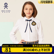 Eaton Kid Girls Shirt School White Shirt Ladies Long Sleeve Shirt White Pure Cotton Girls Shirt 17C255