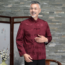 Tang Loaded Mens Mid-Aged Autumn Dress Grandpa Dress Suit Fall 70 Year Old Man Jacket 80 Year Old Birthday Jacket