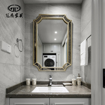 Nordic simple toilet mirror wall-mounted sink custom bathroom mirror rectangular perforated wall-mounted vanity mirror