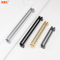Le Juhui drawer handle Modern simple hollow double hole hardware wardrobe cabinet cabinet door handle American silver gray