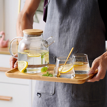 Household glass cold water jug Nordic style large capacity with tray Light luxury style creative water cup set cold plain water jug