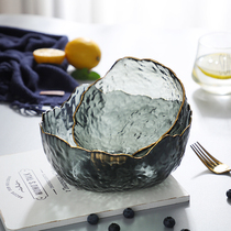 Nordic fruit plate creative personality fruit bowl vegetable glass salad bowl living room household Phnom penh transparent large