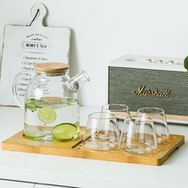 Cold water jug Cold water jug glass high temperature resistant Nordic style light luxury large capacity cup set household living room with tray