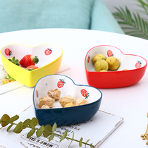 Ceramic love strawberry snack melon seed plate living room fruit plate creative household fruit plate small exquisite net red ins wind