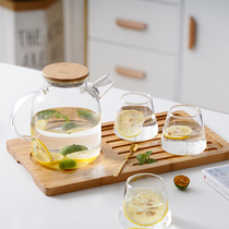 Cold water jug glass high temperature resistant cold water jug cup set Household living room teapot cup with tray cup set