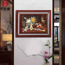 New Chinese Living Room Jade Sculpture Decoration Painting Sofa Background Wall Hanging Painting Xuanguan 3d Solid Relief Painting Hall Wall Painting