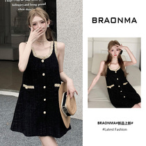 BRAONMA French rich girls light luxury socialites small fragrant style sleeveless summer high-end temperament dress