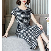 Western weather Hangzhou silk season long Korean version of high-end Mulberry short sleeve skirt