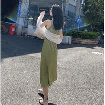 Sling dress female v-neck satin long temperament light mature wind summer Korean version of the base High sense long skirt