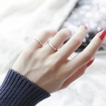 925 sterling silver glossy ring female simple personality Japanese and Korean students cold wind tail ring little finger single ring lettering