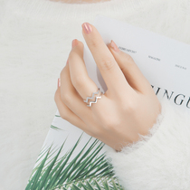 925 pure silver Net red ins ring female cold style fashion simple rose gold with diamond personality tide index finger adjustable