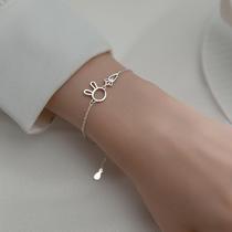 Xiuguan little rabbit bracelet sterling silver female summer ins niche design light luxury hand decoration girlfriends simple first jewelry