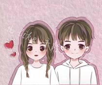 Q version avatar cartoon anime cartoon Cute cute custom couple painting mobile phone shell pattern Wedding invitation