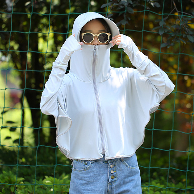 紫色花语防晒衣女春夏季薄款冰丝长袖透气防晒罩衫帽檐可遮脸外套