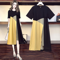 Maternity 2020 summer dress new Korean version of large size loose collage mosaic mosaic dress pregnant woman summer skirt