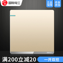 International Electric 86 concealed one-open dual-control household wall-type champagne gold board one double switch panel