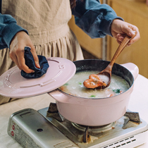 Tree enamel cast iron pot household saucepan soup pot household soup stew pot induction cooker universal enamel pot