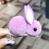 Korean version ins Girl heart Children cute three-dimensional rabbit leather band head rope clip Animal hair rope hairpin dual-use