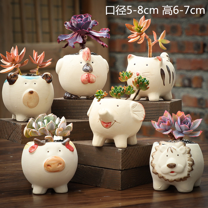 Ceramic pot small special creative breathable more meat more thumb the plants flower pot basin clearance size wholesale