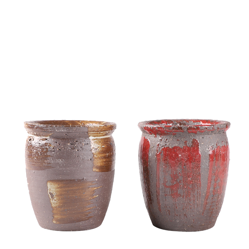 Coarse pottery flowerpot old running wholesale ceramic flowerpot more meat special creative mage high Lao - zhuang hand made flowerpot pack mail
