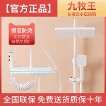 Gun gray thermostat shower set atmosphere lamp full copper shower shower Supercharged bathroom shower suite