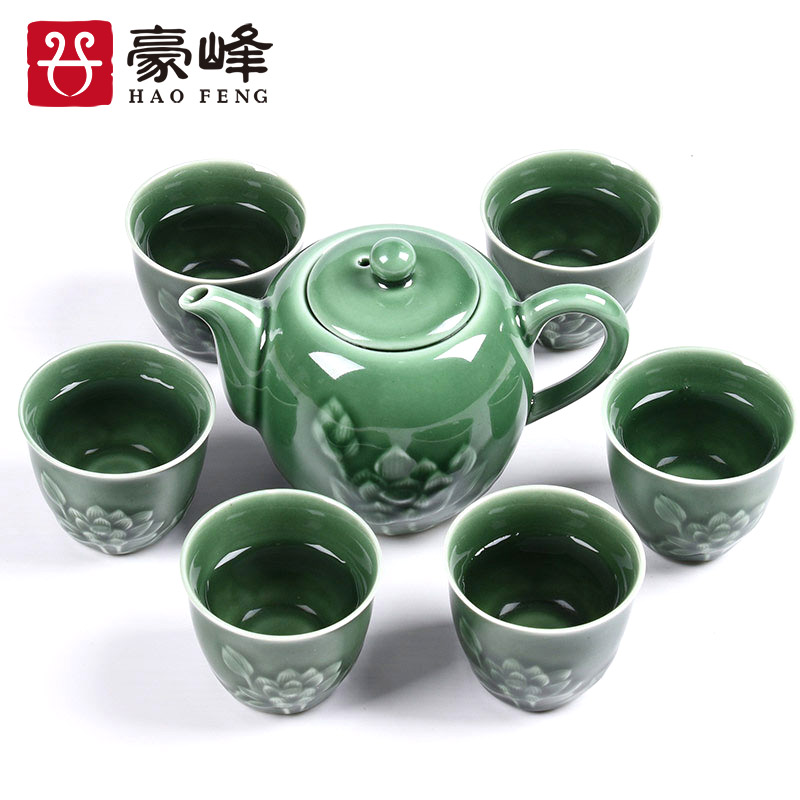 HaoFeng office Japanese celadon kung fu tea with a suit of household contracted ceramic teapot teacup tea accessories