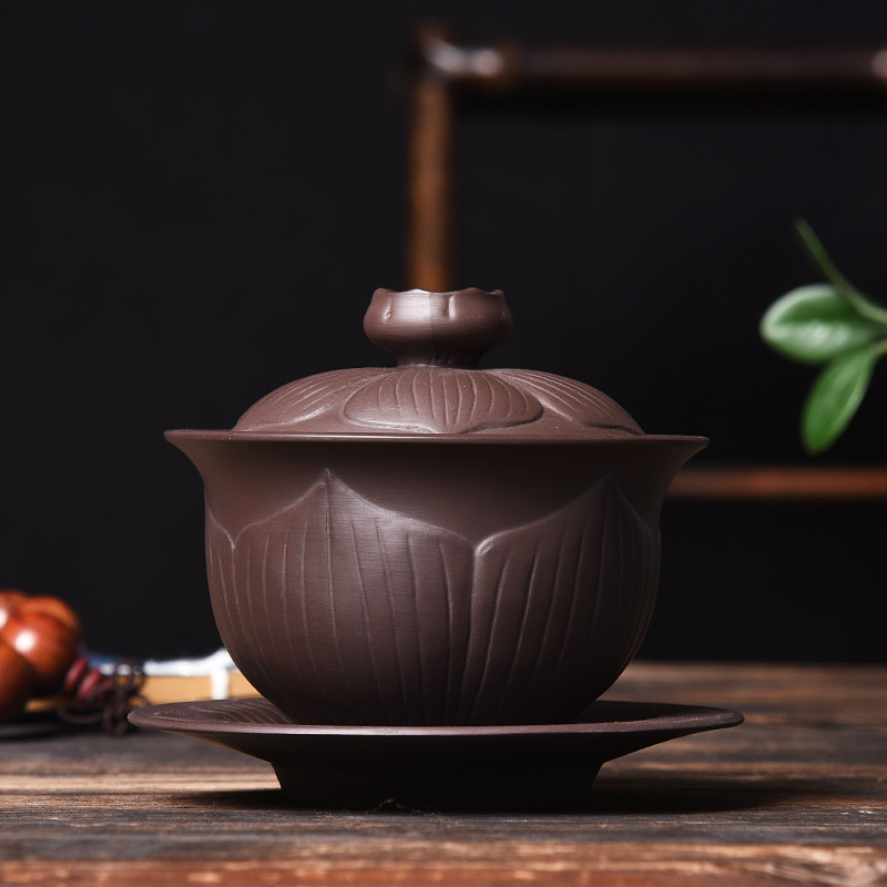 HaoFeng yixing purple sand kung fu tea set suit household teapot teacup tea tea wash GaiWanCha accessories