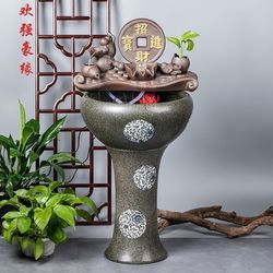 Jingdezhen ceramic fish tank household floor-standing flowing water fountain large fish turtle basin decoration living room humidification landscaping