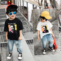 Clearance boys short-sleeved T-shirt 2020 new summer cotton baby childrens shirt childrens summer half-sleeve childrens clothing