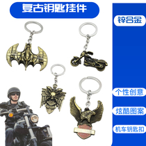 Motorcycle Zinc Alloy Retro Key Button Car Key Ring Ring Skeleton Bat Cartoon Metal Creative Hanging Chain