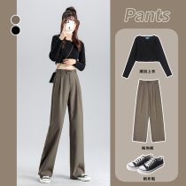 Suit Broadlegged Pants Woman High Waist Pituality Spring 2022 Little Sub Casual Black Conspicothin Drag Straight Barrel Long Pants