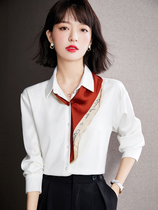 Advanced senses white shirt long sleeve female spring 2022 Design sense temperament Dont give a shirt loose 100 hitch