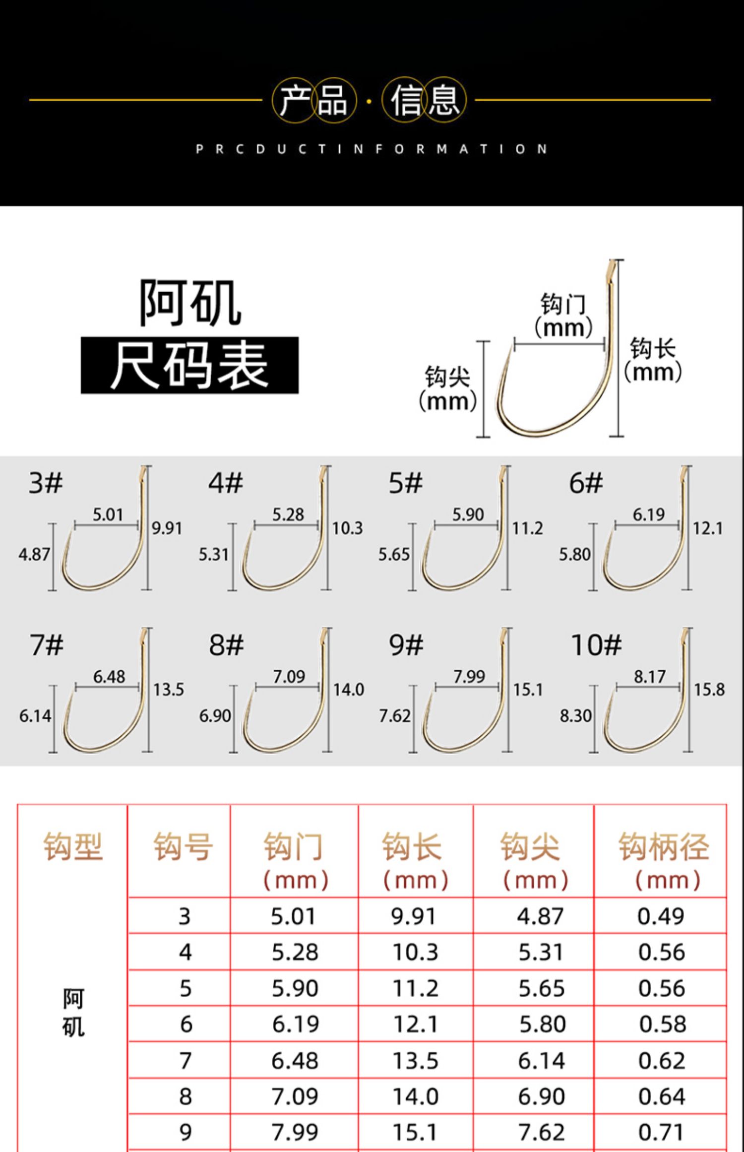 阿矶鱼钩110c散装改良竞技黑坑专用极无刺细条鲤鱼鲫金色鱼钩