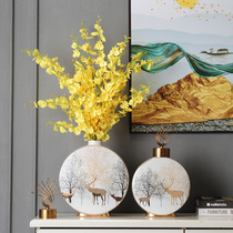 Nordic creative ceramic vase ornaments living room flower arrangement light luxury porch TV cabinet decoration model room soft decoration