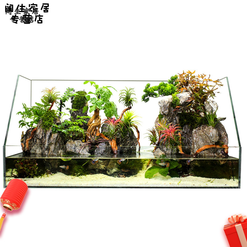 The amphibious tank rainforest landscape The plants furnishing articles amphibious ecological super white skeleton material package base cylinder accessories customized