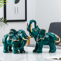 Ceramic Elephant Ornaments Light Luxury Pair Porcelain Auspicious Ornaments Porcelain Living Room Lucky Feng Shui Xiang Creative Gift