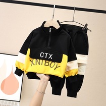 Childrens spring and autumn mens 2019 Korean version of the sports suit Boys sweater two-piece set Girls foreign style baby childrens fashion