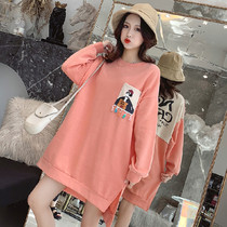 Maternity clothes autumn fashion belly cover loose thin sweater dress fat MM plus fat plus size tide mom 200 pounds top