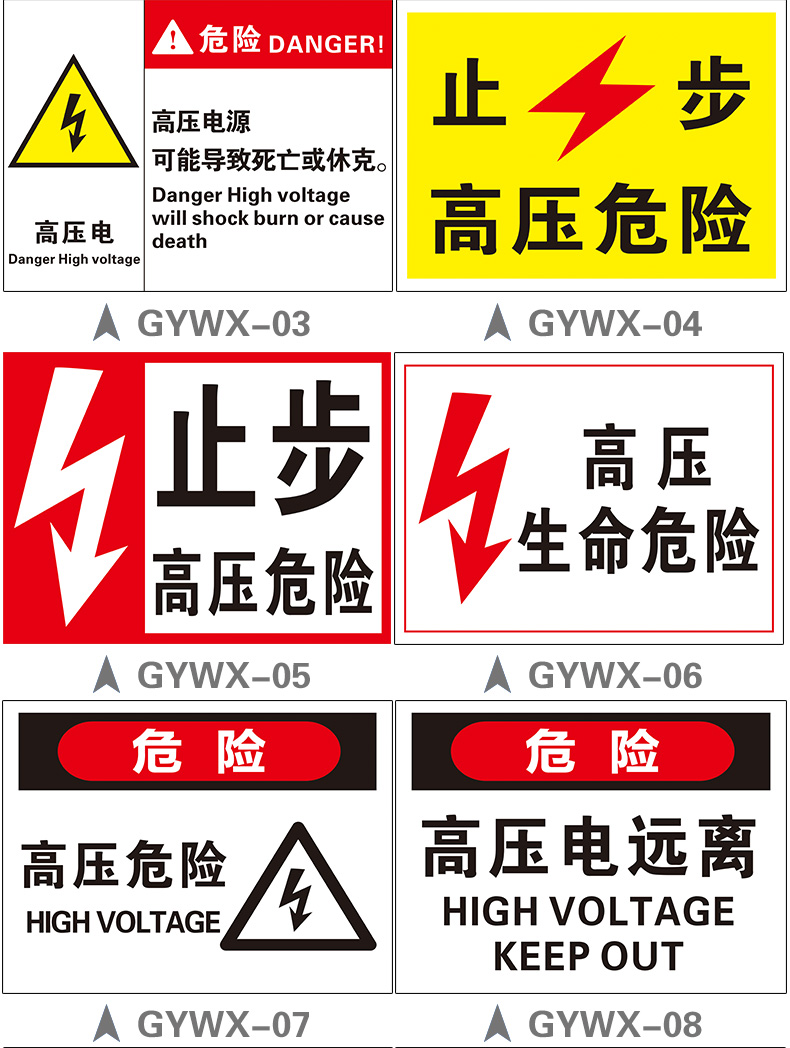 止步高压危险警示牌告知牌有电危险配电箱危险高压电远离电力标识