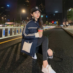 宣芭冬季棉衣女短款港风韩版宽松oversize工装棉服学生棉袄外套潮