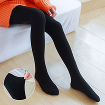  Girls bottoming socks stepping on their feet autumn and winter 2021 new cotton western style gray black socks elastic medium thick medium large children