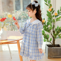  Girls  dresses spring and autumn college style 2021 new summer plaid Western style cute princess skirt childrens trend