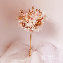 High-end custom Flower Wedding Bride wedding Korean champagne wedding forever flower rose gold European scepter cane