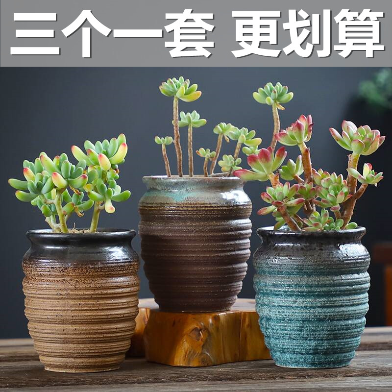 Old running the flowerpot coarse pottery breathable special large creative move clearance to restore ancient ways more meat meat meat plant ceramics flower POTS